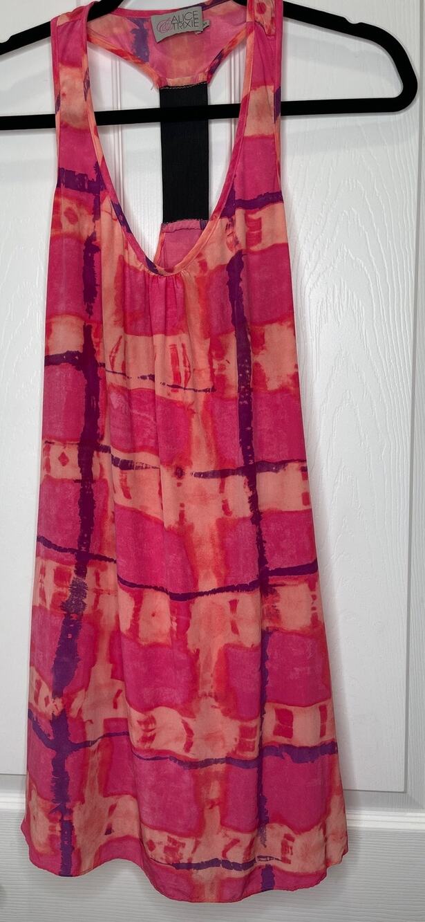 Alice & Tricia XS 100% Silk summer dress pink purple orange
